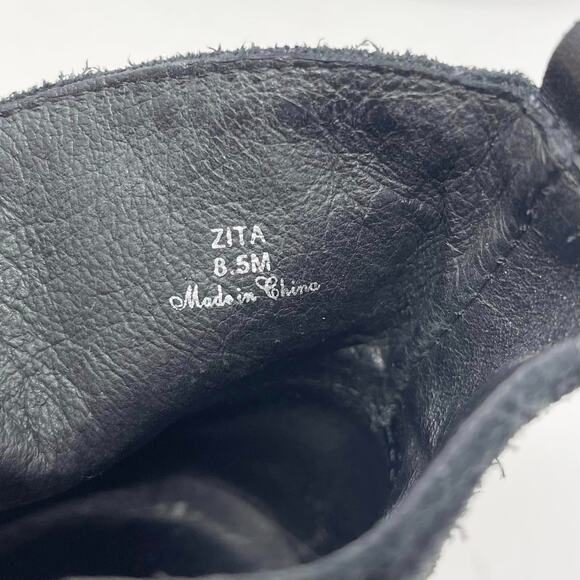 Donald Pliner Black Suede Leather Zita Side Zip Snakeskin Leather Strap Booties - Picture 8 of 10